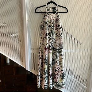Spenser Jeremy Halter Midi Dress Size Large Tropical Floral Print GUC